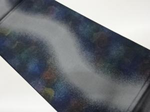 引き箔　よろけ縞に抽象模様袋帯